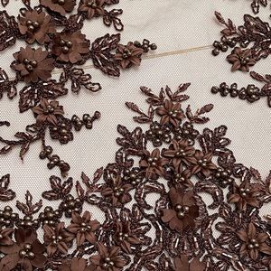 Handmade lace embroidered sequins beaded fabric gown dress 2.5 yard 50” width